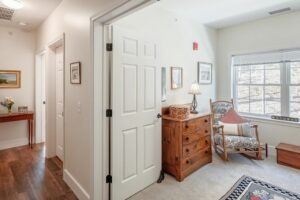 Interior of an apartment living area and hallway