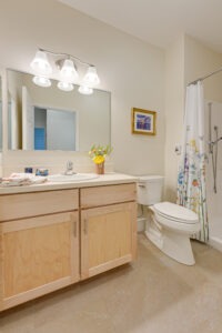 Interior of a Covenant Living of Keene apartment bathroom