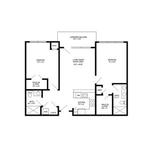 Whittier floor plan 2 bedroom 2 bathroom